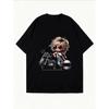 Белая футболка с принтом девушки на мотоцикле для повседневной носки