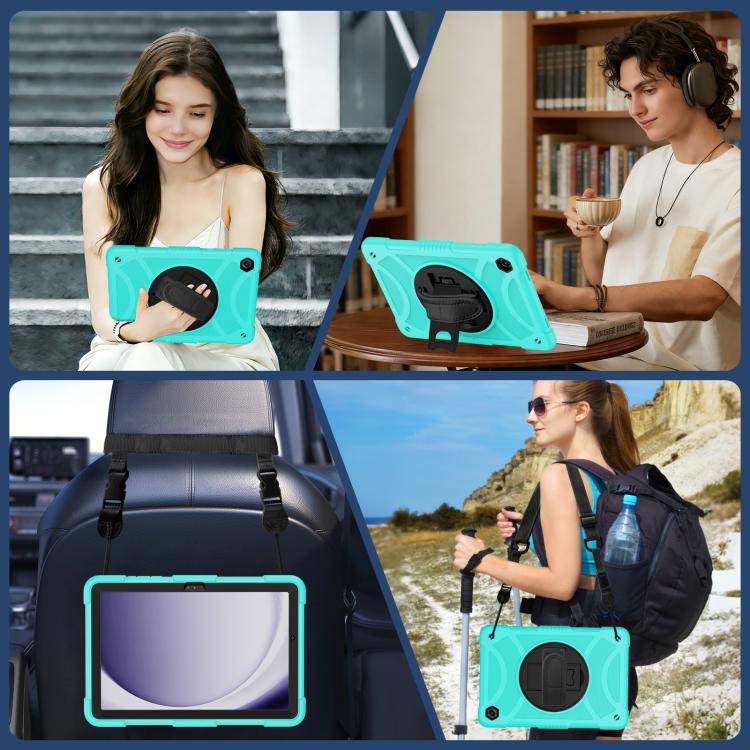 King PC Hybrid Silicone Tablet Case With 360° Rotatable Holder Hand Strap & Shoulder Strap For Samsung Galaxy Tab A11+ / A9+