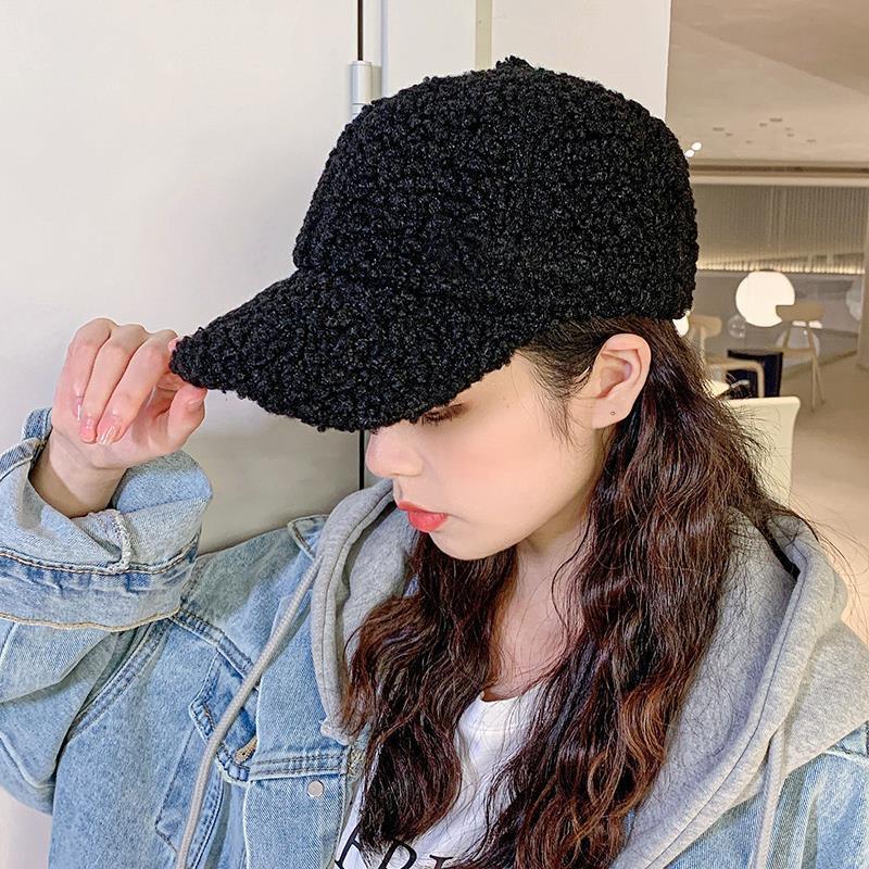 Утепленная бейсболка из овечьей шерсти с козырьком, шляпа от солнца для женщин и девочек, теплая уличная осенне-зимняя плюшевая нечеткая мужская кепка, регулируемая шляпа в стиле хип-хоп