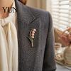 Flower Shirt Accessory Brooch Pin for Women, Golden Plated Floral Lapel Decorative Pin, Retro Blossom Badge Jewelry Daily Wear Parties Women