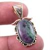 Подарочный двухцветный кулон Ruby In Zoisite из стерлингового серебра 925 пробы, созданный в лаборатории, 1,25 дюйма T9P05