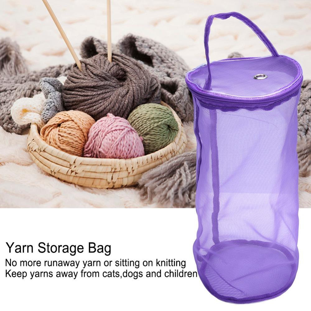 2pcs Yarn Dispenser Hole Crochet Thread Bag Zipper Closure Mesh Crochet Bag  For Crocheting