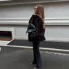 Кофе Элегантное пальто с большим лацканом из искусственного меха Женский стиль Утолщенное пальто из меха норки
