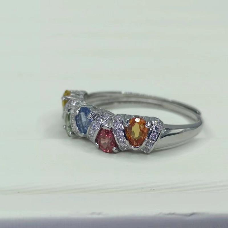 Sace Gems 925 Sterling Silver 2*2.5MM Natual Colourful Sapphire Rings for Women Engagement Cocktail Party Fine Jewelr