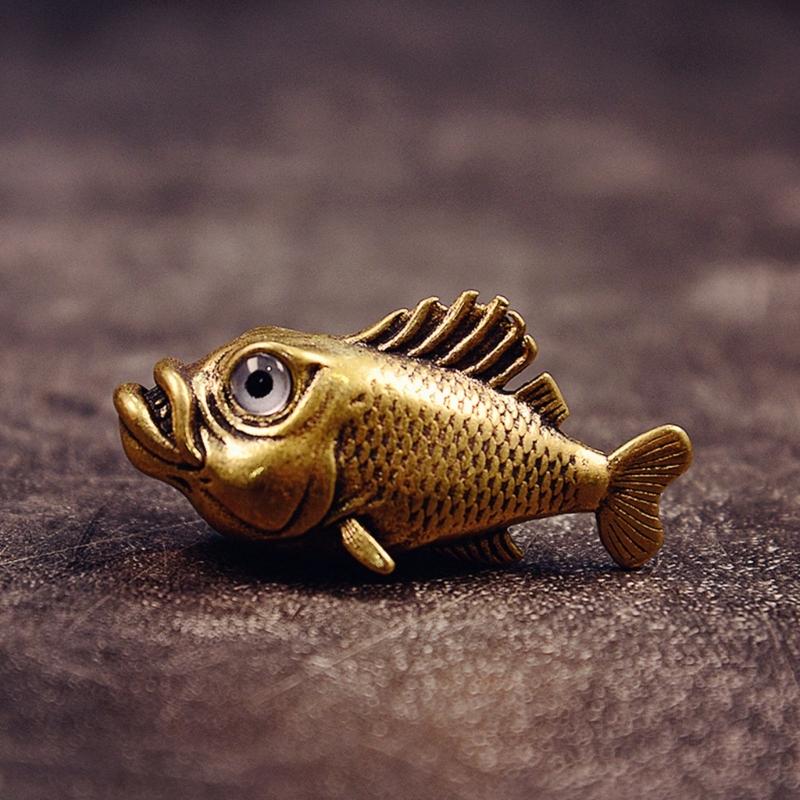 Ancient Fish Statue Handmade Copper Marine Animal Figurine Ornament For Living Room Bookshelf Decoration Sewing Project