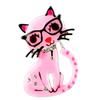 [Q1564] - Designer Pin Brooch 'Lilipoupettes' (cat) Pink - 30x20 Mm
