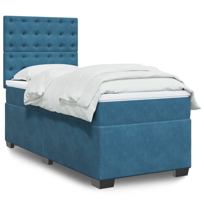 Maison Exclusive - Sommier à lattes de lit avec matelas bleu 80x200 cm velours