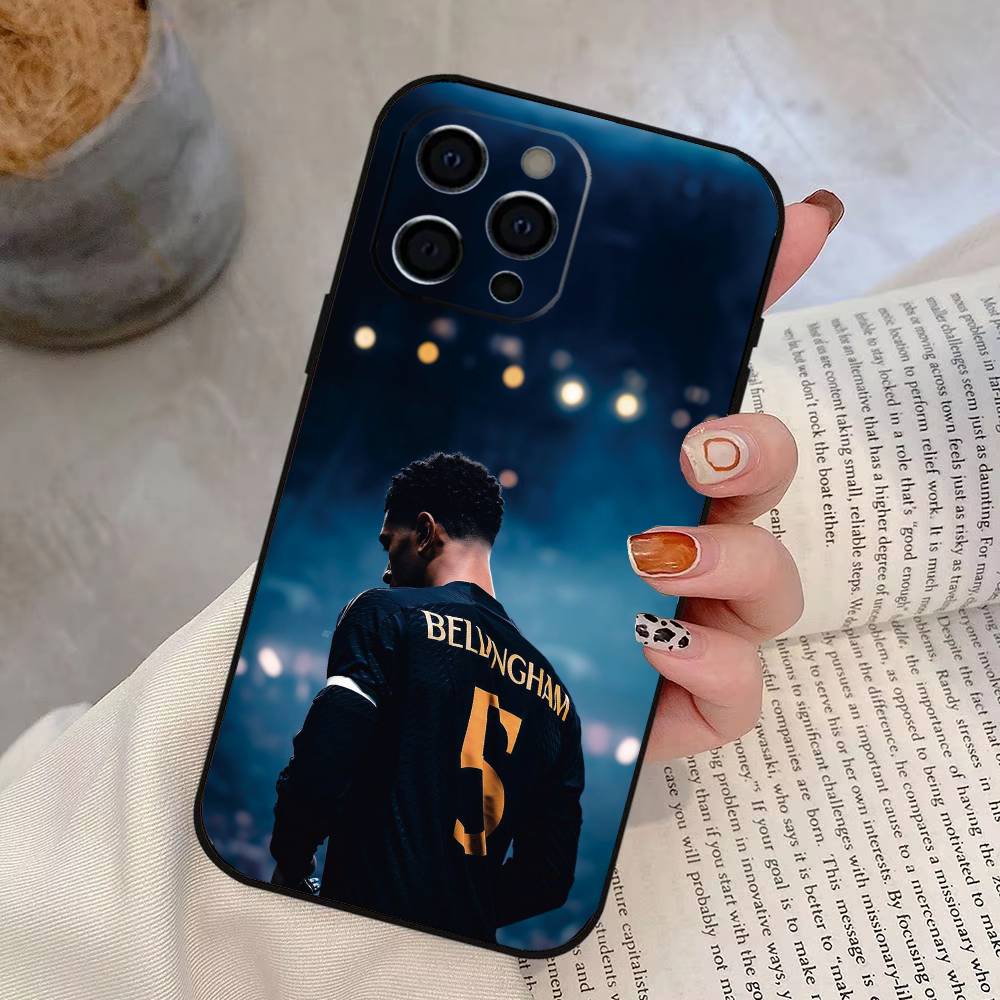 Футбольный J-Джуд Б-Беллингем Чехол для телефона для iPhone 17, 16,15,14,13,12,11 Plus,Pro Max, Другие Мягкий Черный Чехол