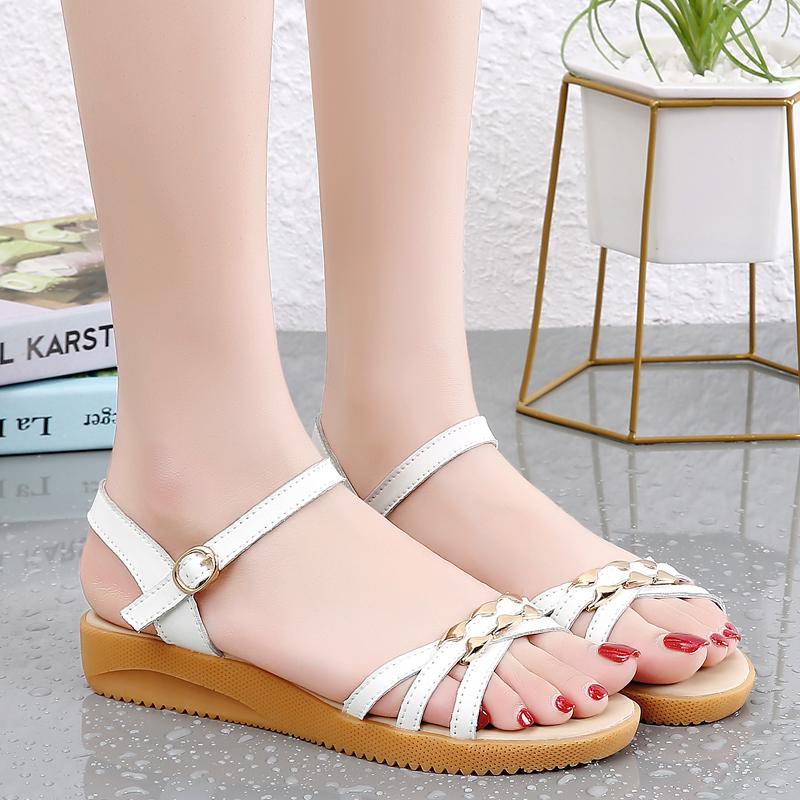 Женские сандалии летние базовые вещи для улицы нарядные повседневные туфли с открытым носком римские сандалии большого размера для девочек белые сандалии