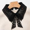 New Hollow Lace Embroidery Fake Collar For Women White Black False Detachable Collar Lapel Shirt Tie Necklace Clothes Accessory
