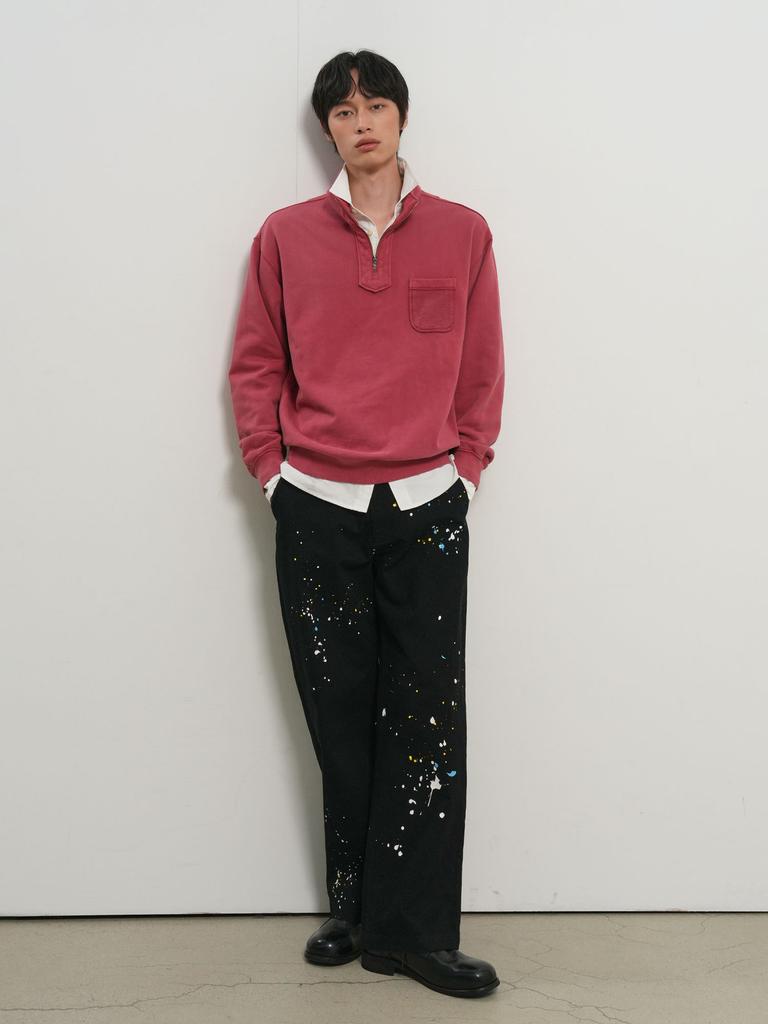 GENERALIDEA Man Pocket Half Zip Sweatshirt [Red] / Gf1Mss004