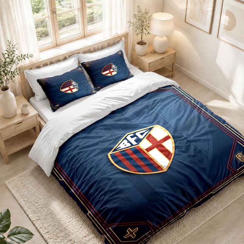 Bedding Set 1 Duvet Cover 2 Pillowcases Bologna FC Print Bedroom Home Decoration