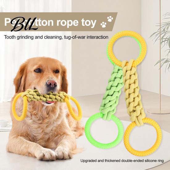 Strong Dog Chew Toy Pet Double Loop Design Cotton Rope Interactive Puppy Canine Bite-resistant Teeth Oral Health Safe Double-loop