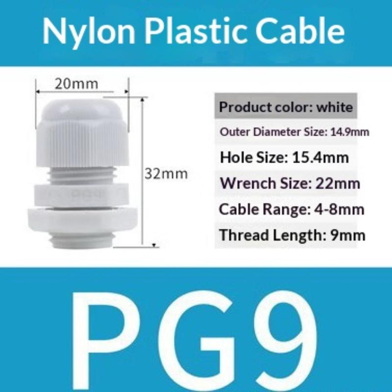 10Pcs Waterproof Cable Gland Pg7 Pg9 Black White Plastic Seal Joint Nylon Ip68 Cable Fixing Nylon Connector For Electrica Wire