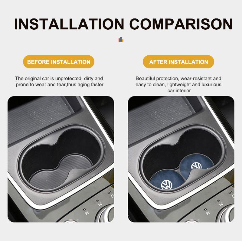 Carbon Car Coaster Mat Interior Water Cup Pad Dustproof BXJD6 Cushion For Volkswagen VW Scirocco Jetta Beetle Golf 4 5 6 Passat Polo