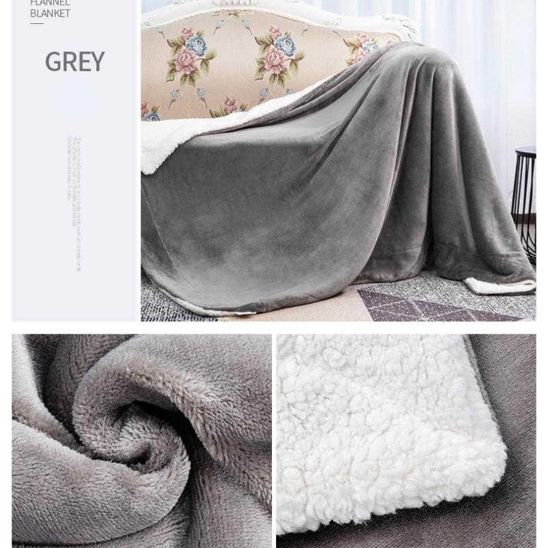 Winter Wool Blanket Adult Thick Warm Winter Double Sided Solid Color Travel Office Blanket Sofa