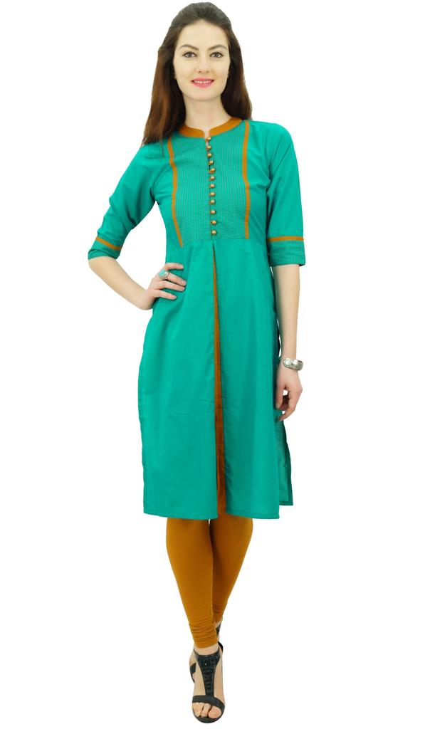 Phagun Женский однотонный узор воротник-стойка прямой курти индийский дизайнер этнический