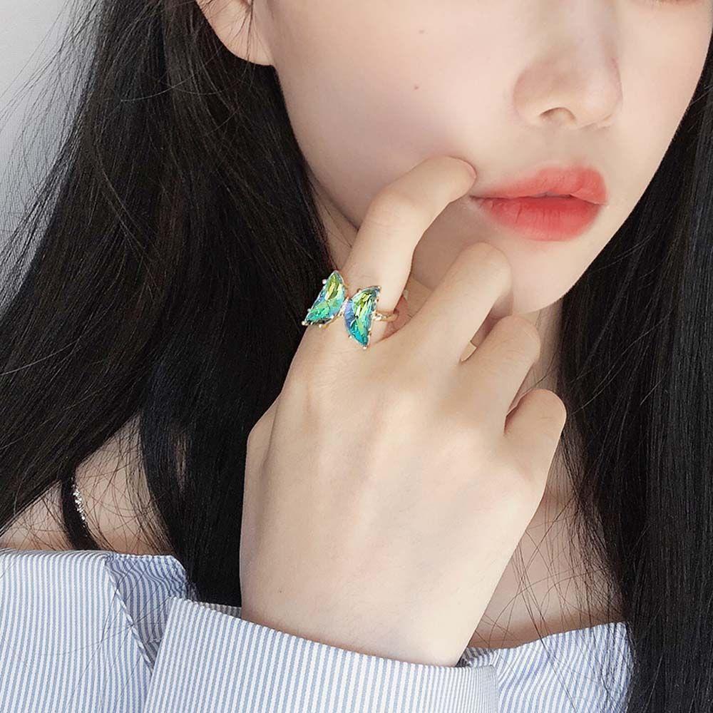 Personality Women Girls Korean Butterfly Open Ring Crystal Fashion Jewelry Finger Rings