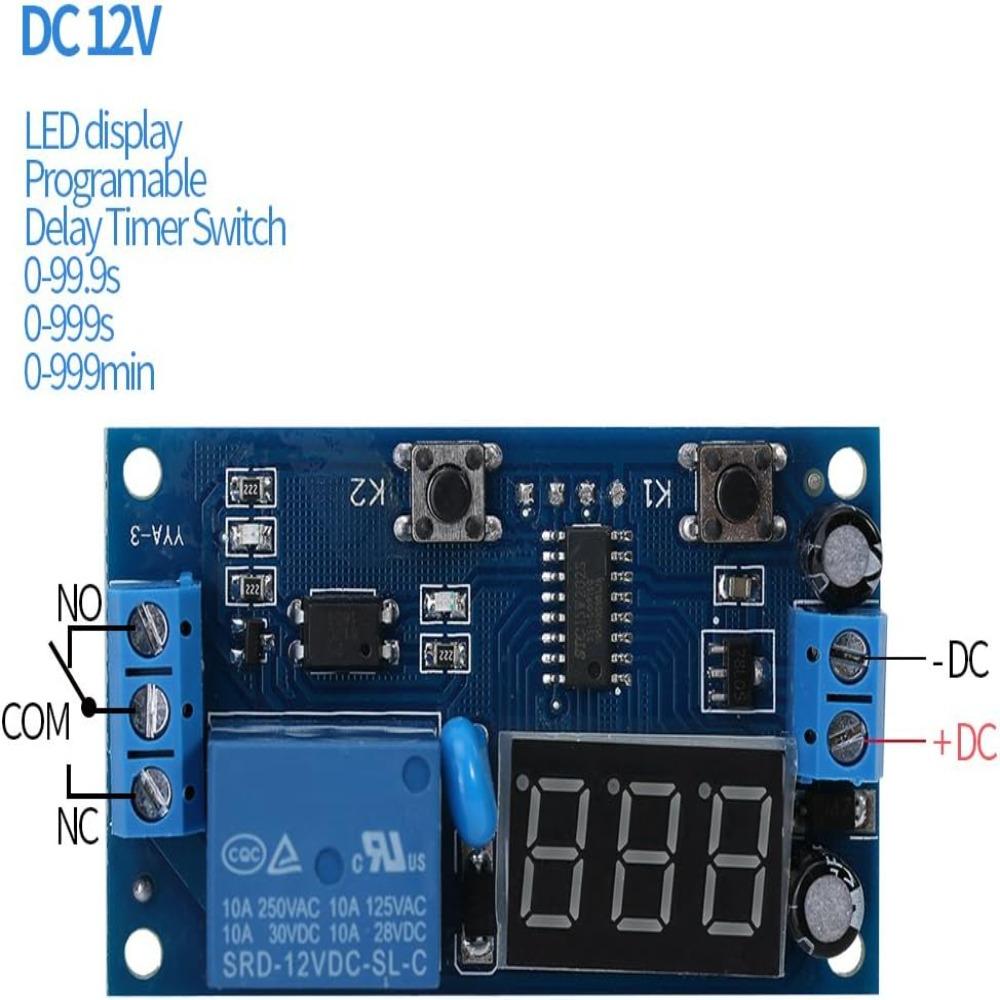 DC 12V Timer Relay Module LED Display Delay On Off Relay Infinite Loop Timer  Industrial Equipment