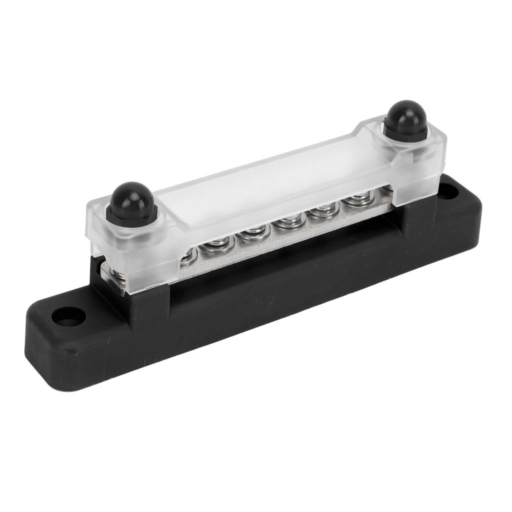 48V 150A 6 Terminal Bus Bar Power Distribution Block with Cover M6 Studs M4 Screws for Car RV Marine Boat