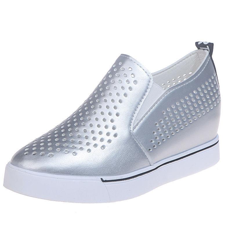 Четырехсезонная мода дышащая и удобная женская мода Hole повседневная увеличивающая рост белая обувь женская обувь