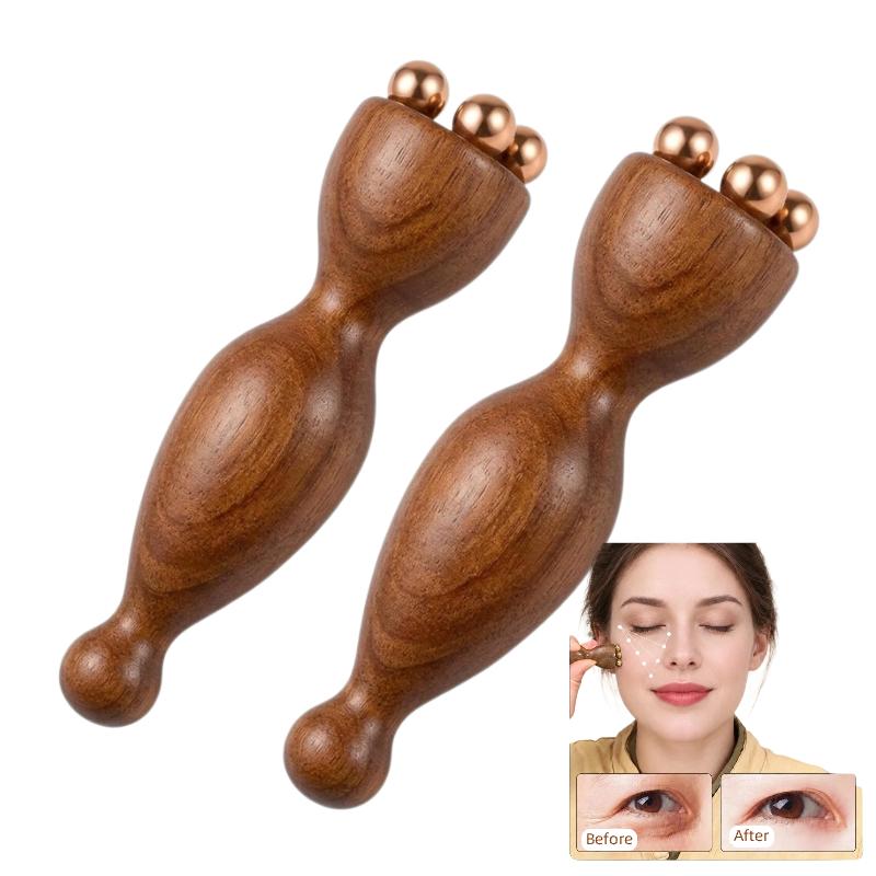 Инструменты для массажа Деревянной терапией, Инструмент для массажа лица с медным Гуаша, Инструмент-массажер для глаз для акупрессуры, Набор деревянных инструментов для массажа лица
