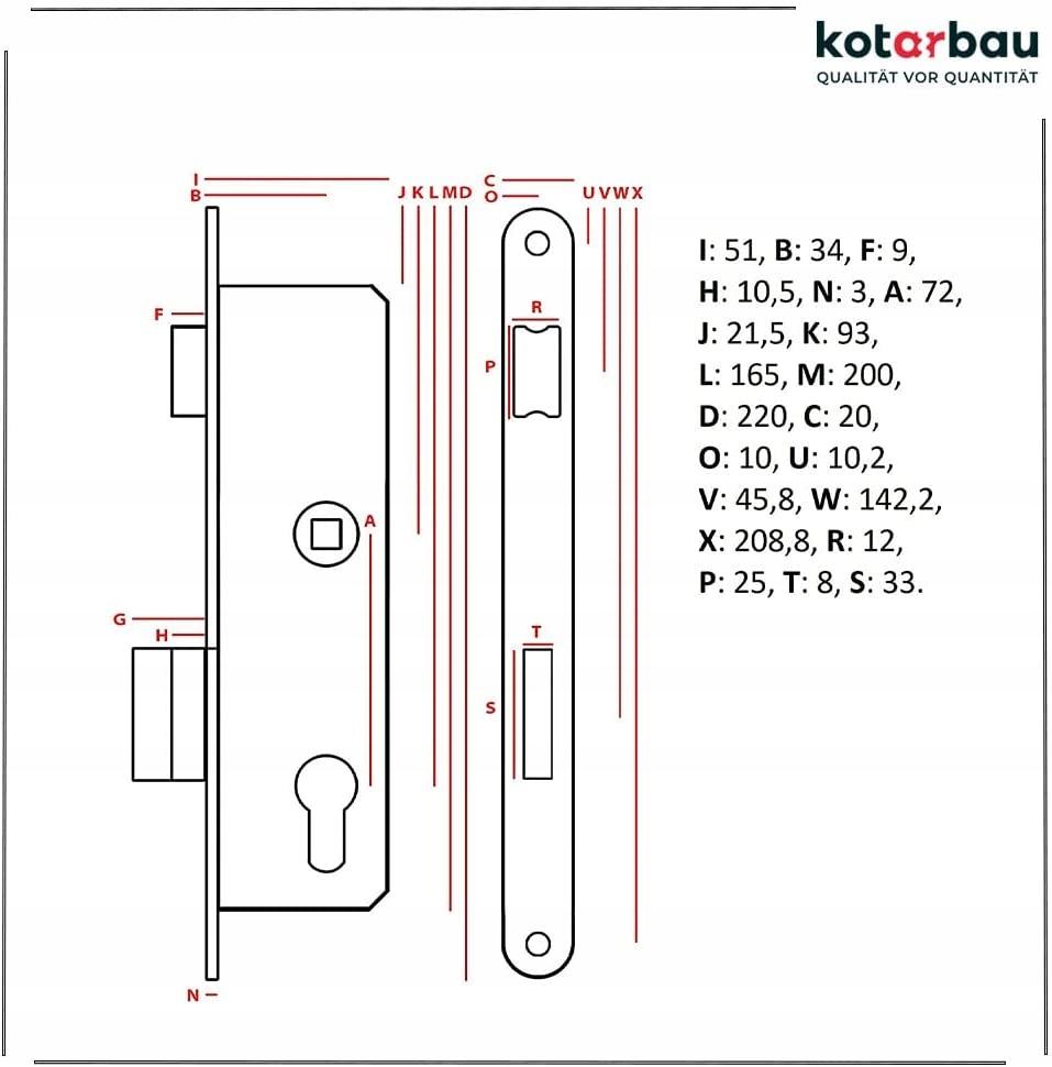 Lock J. latch. insert 72/34 RIGHT
