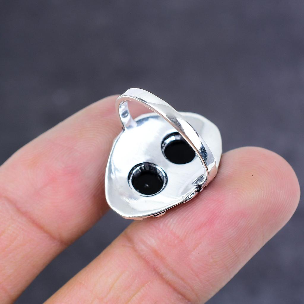 Natural Black Spinel Gemstone Handmade 925 Sterling Silver Ring Size 11 A5K43