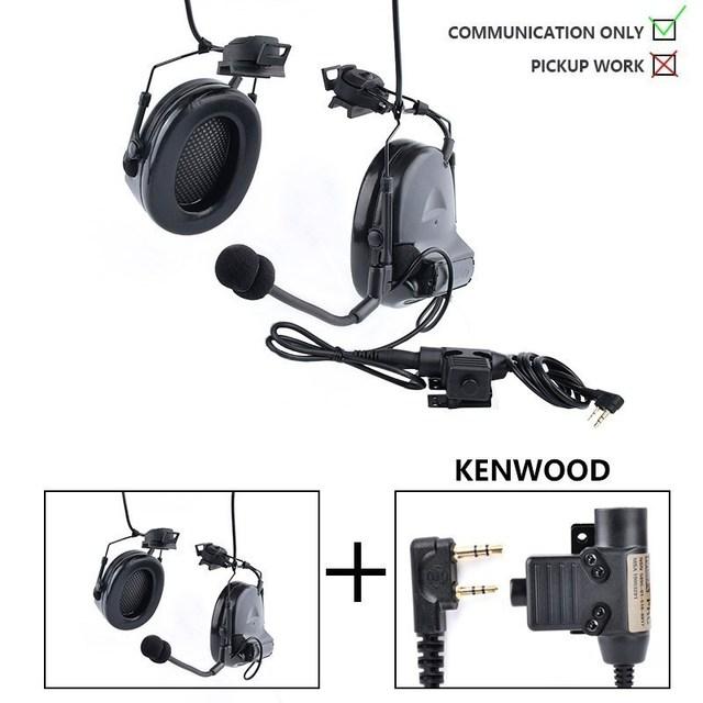 Тактическая гарнитура WADSN Comtac II для охоты C2, наушники для стрельбы с Kenwood U94 PTT, адаптер для шлема, мягкие наушники