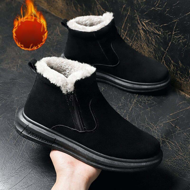 Плюс бархатные толстые теплые зимние ботинки. Зимняя повседневная обувь. Водонепроницаемые нескользящие теплые ботинки с высоким берцем.