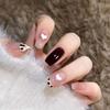 Manicure Love Heart Press on Nails French Ballerina Glitter Black Silver Short French Fake Nails