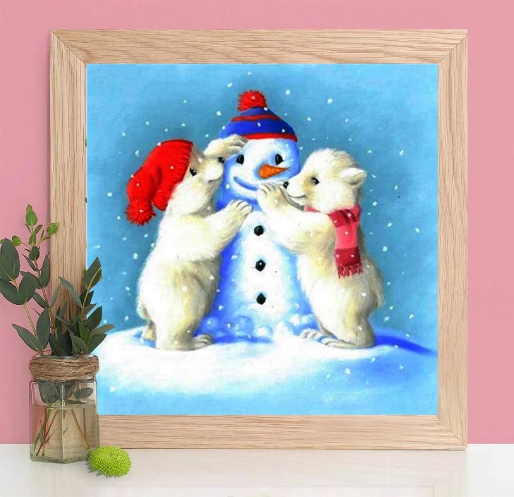 3D Алмазный Снеговик Рождественская Алмазная Вышивка Полная Круглая Квадратная Алмазная Картина Медведь Набор Для Рукоделия Декор Для Дома