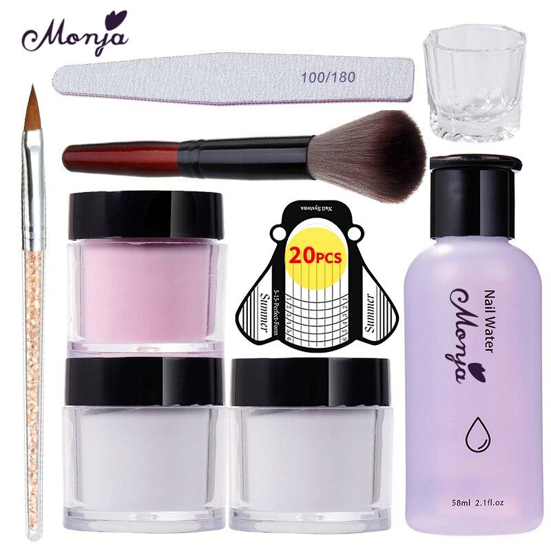 monja 9 шт./компл. набор для дизайна ногтей, прозрачная розово-белая акриловая пудра, жидкость для наращивания ногтей, покраска, инструменты для маникюра «сделай сам»