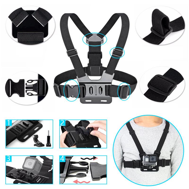 Action Camera Chest Strap Plastic Metal J Seat Fixing Action Camera Chest Mount Harness for Outdoor Cycling