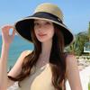 Elegant Large Bow Women Sun Hat Weave Wide Brim Straw Hat Bowknot Breathable Sunscreen Bucket Hat Riding