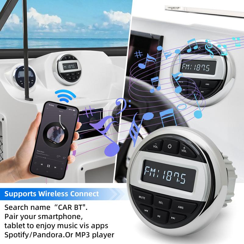 ZMFJH Bluetooth-совместимая система радио для лодки Медиаплеер Морское радио / Динамик / FM AM антенна Водонепроницаемое MP3 Аудио Радио