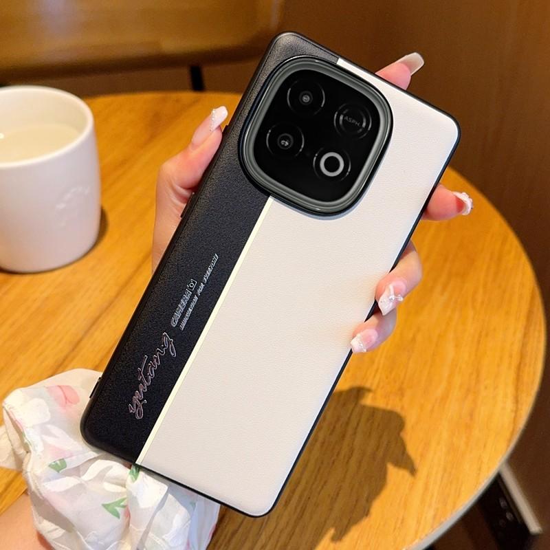 Для iQOO Z10 Turbo/Z10 Turbo Pro Классический чехол для телефона из веганской кожи с флуоресцентной талией, противоударный, микро матовый