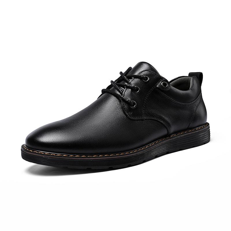 Весенние новые кожаные туфли в стиле business casual, дышащие, из черной кожи, удобные, с мягкой подошвой