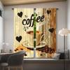 Coffee-Themed Printed Rod Pocket Curtains: Decorative Living Room, Bedroom, or Office Décor
