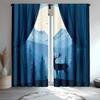 2 шт. Классические синие шторы с дизайном «Олень и горы» - Полиэстер Декор в природном стиле для спальни и гостиной с соснами