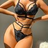 Floral Lace Lingerie Set Strappy Bra Cut Out Women Sexy Underwear Intimates