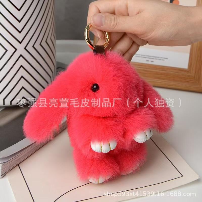 New Style 15cm Women's Rabbit Fur Keychain Bag Car Pendant Jewelry Decoration Fashionable Accessory for Bags and Gifts