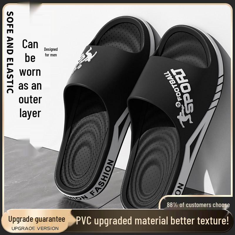 Мужские летние спортивные уличные нескользящие шлепанцы на толстой подошве