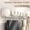 Space-Saving Suction Cup Door Hook Strong Vacuum Suction Easy Install Wall-Mounted Clothes Hanger Foldable Hook 6 Hooks