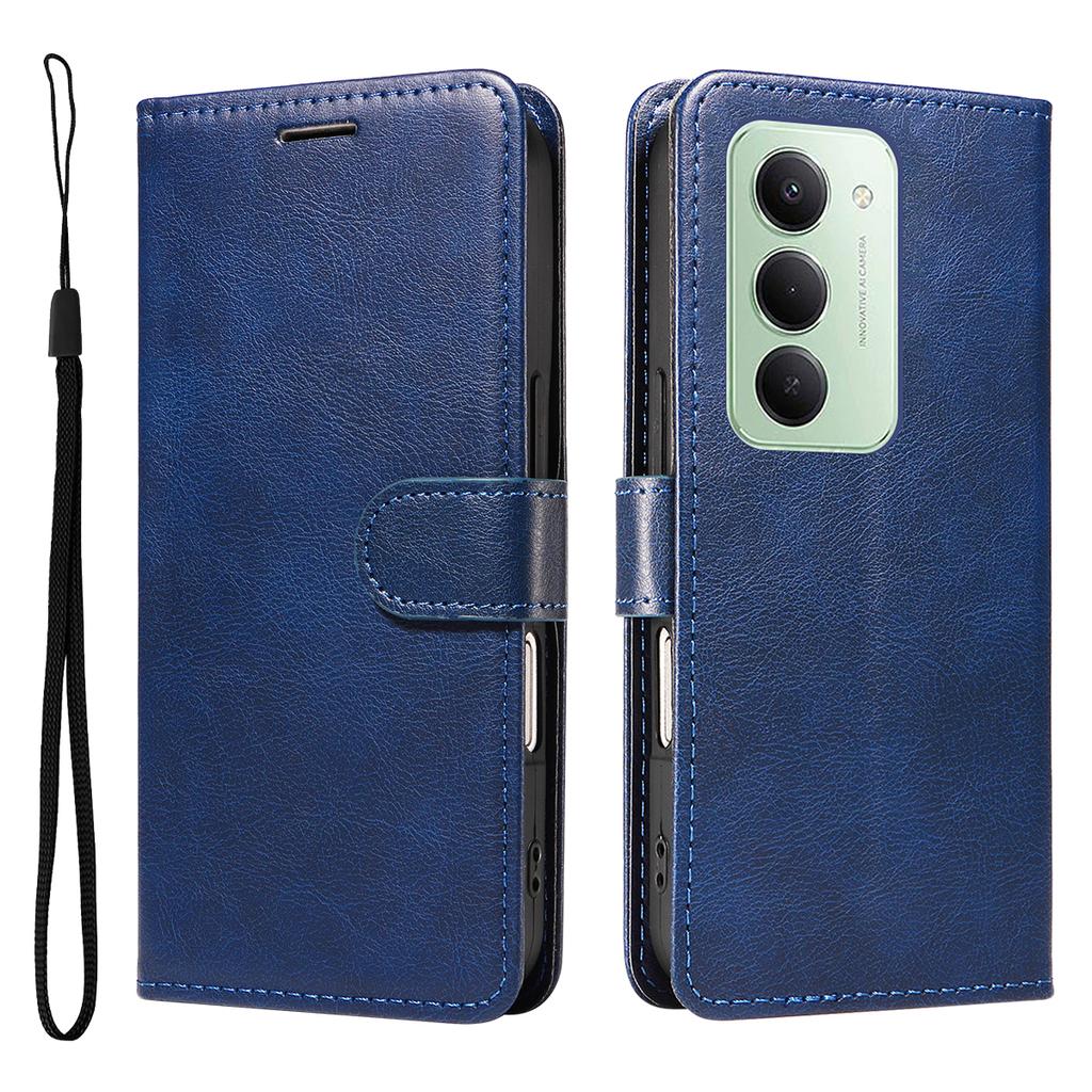 Для Xiaomi Redmi 15 4G (США) (171 мм) Кожаный чехол-кошелек с ремешком Однотонный чехол-подставка для телефона