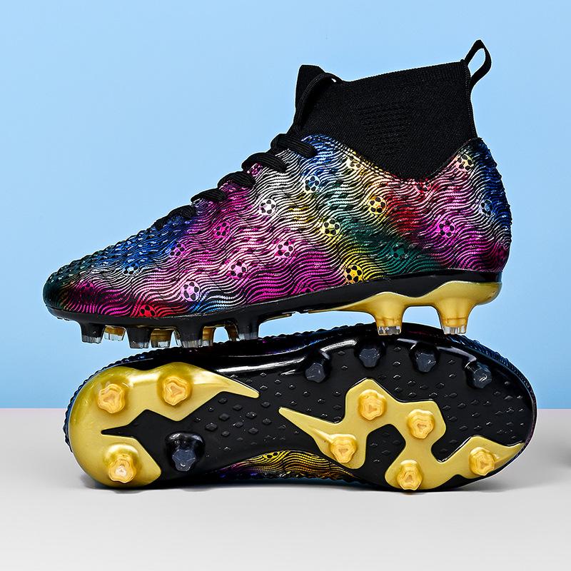 Внешняя торговля трансграничная футбольная обувь с высоким верхом мужская с длинными ногтями искусственная трава студенческая молодежная тренировочная кожаная спортивная обувь