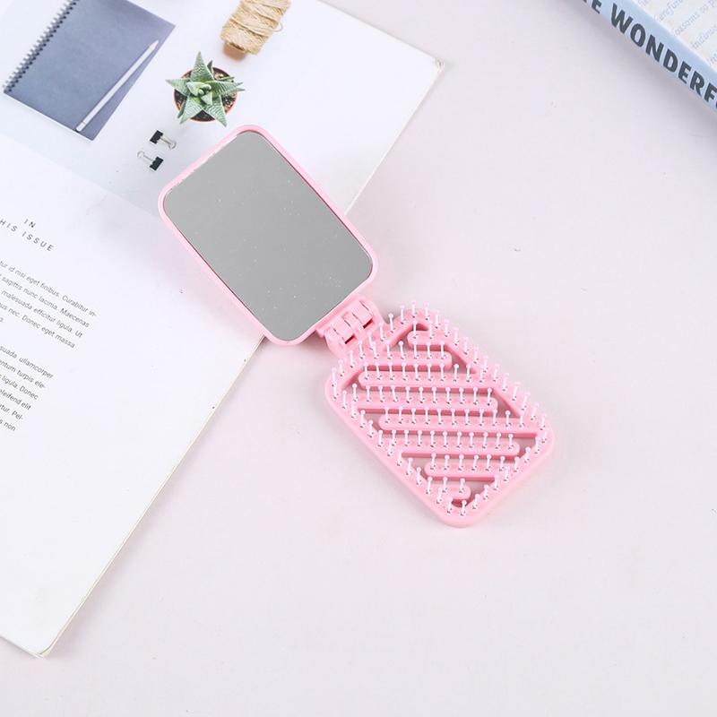 Мини карманное зеркало складная расческа для девочки женщины портативное квадратное карманное маленькое дорожное массажная расческа для волос с зеркалом аксессуар для укладки