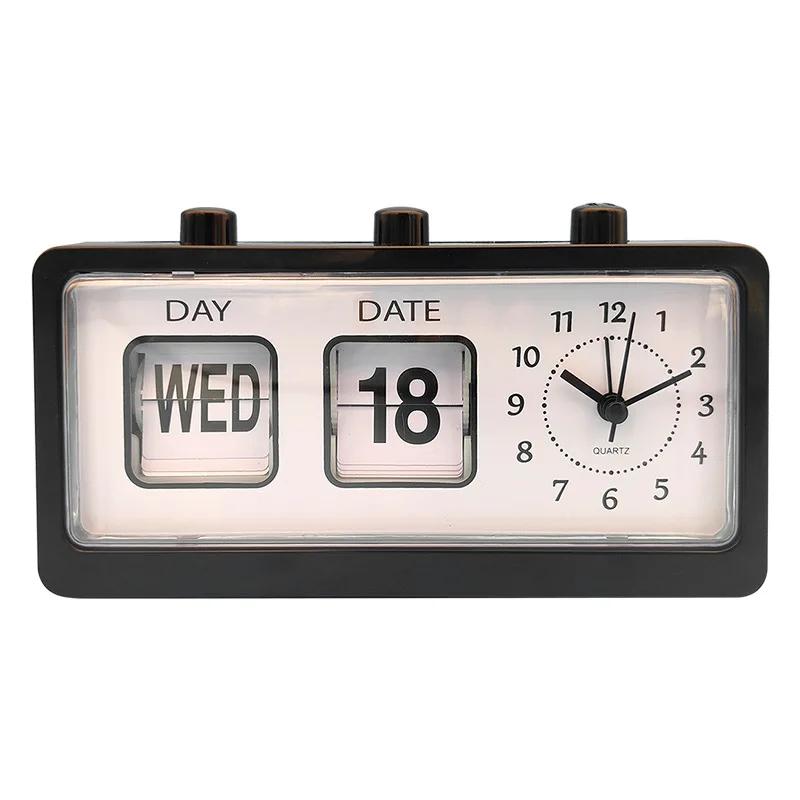 Silent Vintage Flip Clock With Alarm & Dateretro Digital Desk Clock Auto-flip Mechanism Week Display,home Office Bedroom Decor