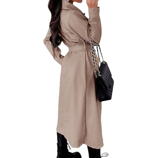 Зимняя женская куртка с поясом на шнуровке, длинные рукава, карманы, ветровка, двубортное пальто, теленок