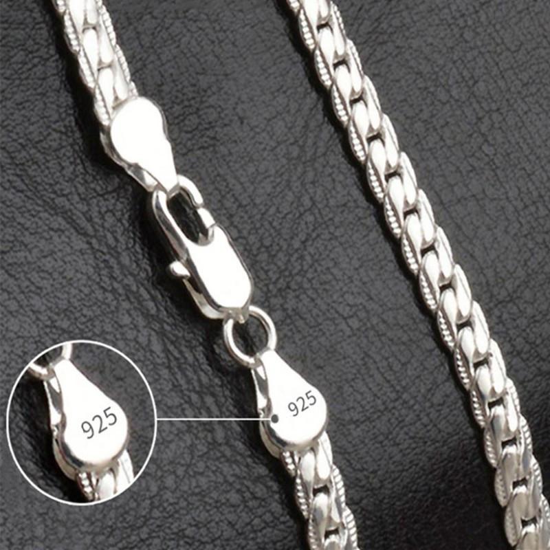 925 Silver Christmas Gifts European Style Retro 5MM Flat Chain Necklace Fashion For Man Women Jewelry